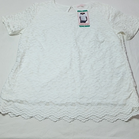 Thread Collective Teddi Rose Tops - NWT Teddi Rose XL White Lace Textured Women's Top Thread Collective Brand New